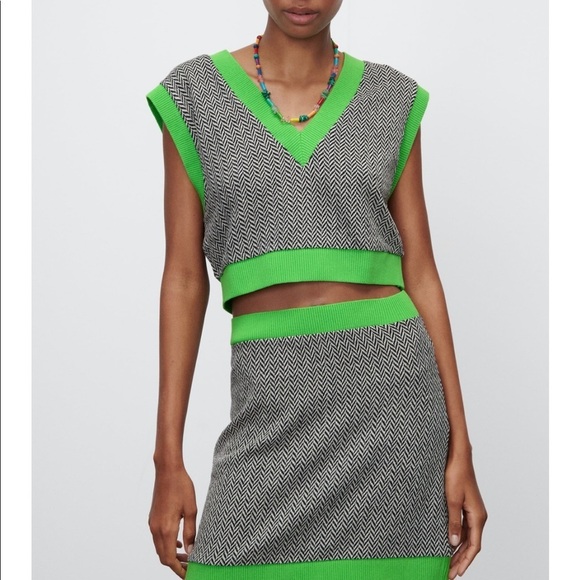 ZARA BNWT Jacquard Top + Skirt Set 2pc Coord Set - Picture 4 of 7